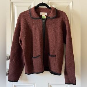 Vintage Tally Ho Brown Wool Full Zip Sweater Jacket Size L